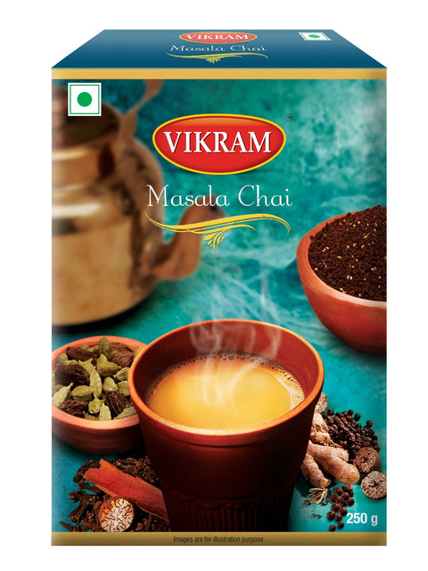 Vikram Masala Chai Tea | Spiced Black Tea Blend With Cloves, Ginger, Cinnamon, Black Pepper & Cardamom | Aromatic & Bold Brew | No Added Essence | Perfect For Refreshing Chai | 250g