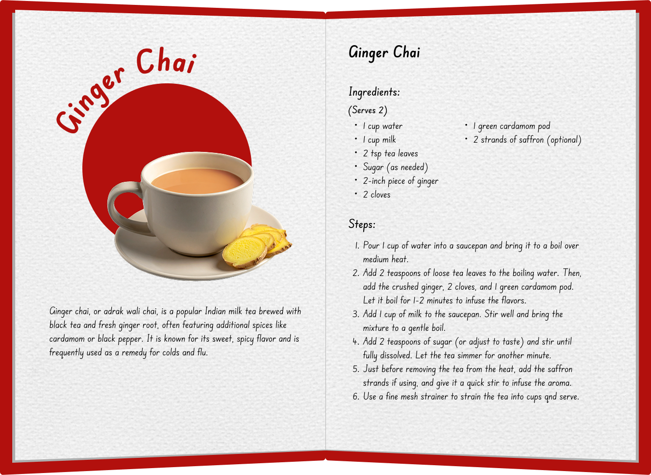 Ginger Chai recipe spread