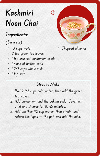 Kashmiri Noon Chai recipe spread