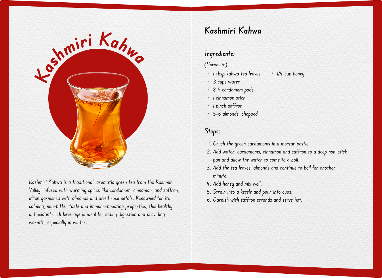 Kashmiri Kahwa recipe spread