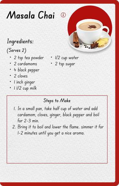 Masala Chai recipe spread