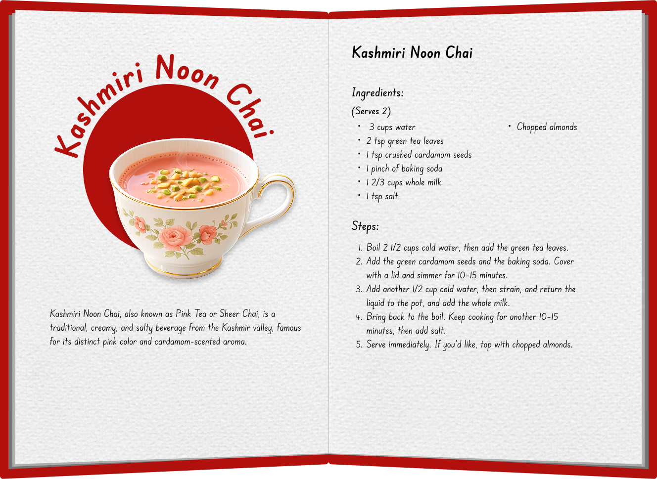 Kashmiri Noon Chai recipe spread