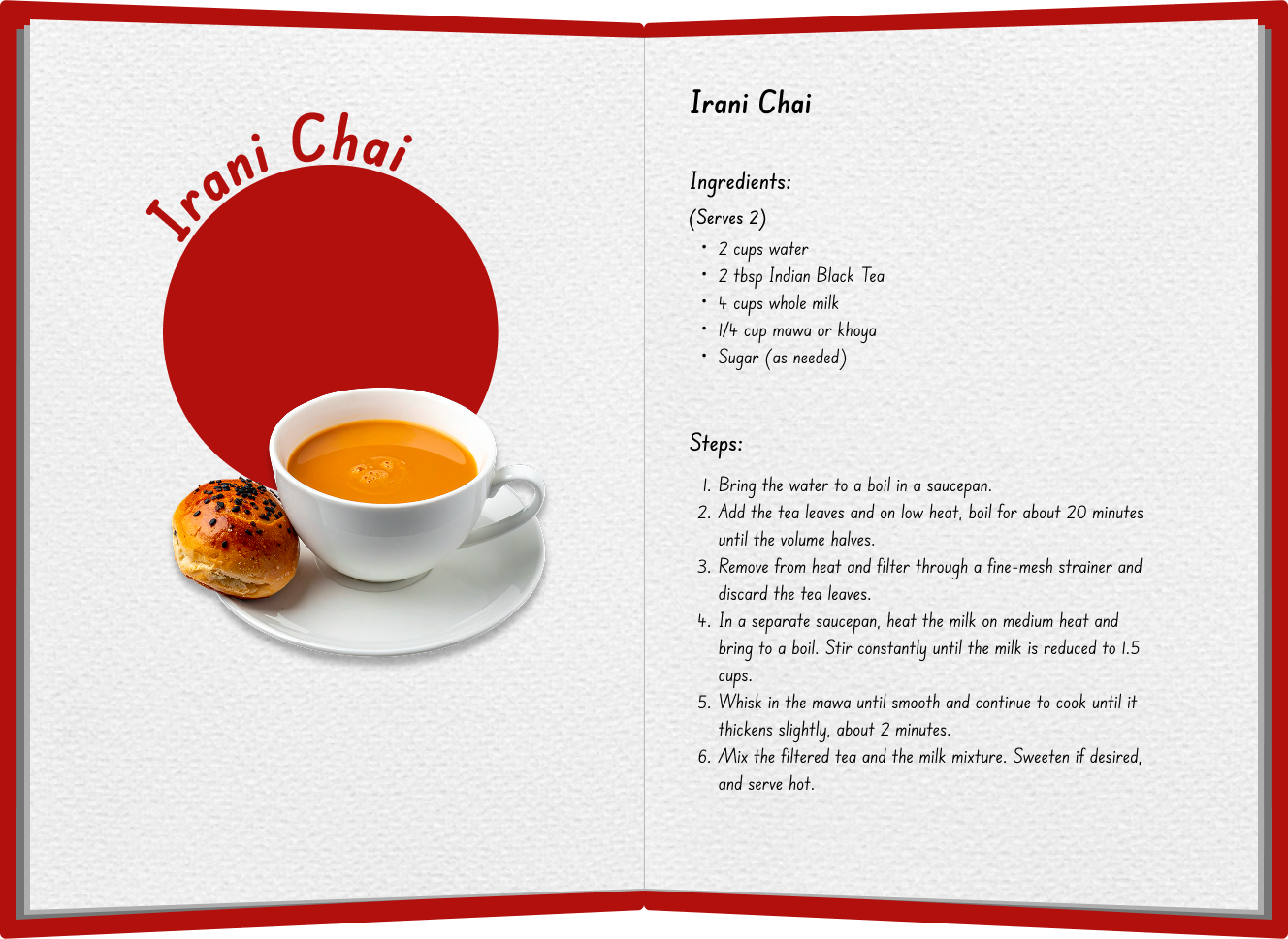 Irani Chai recipe spread