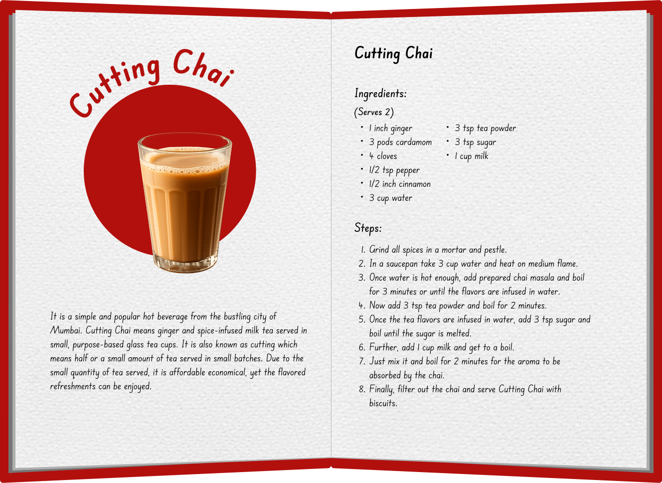 Cutting Chai recipe spread