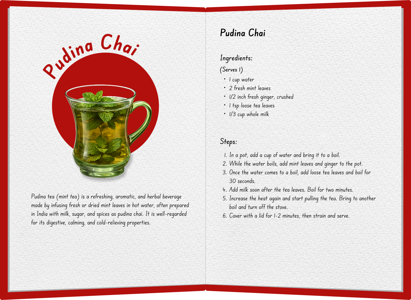 Pudina Chai recipe spread