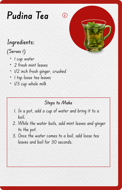 Pudina Chai recipe spread
