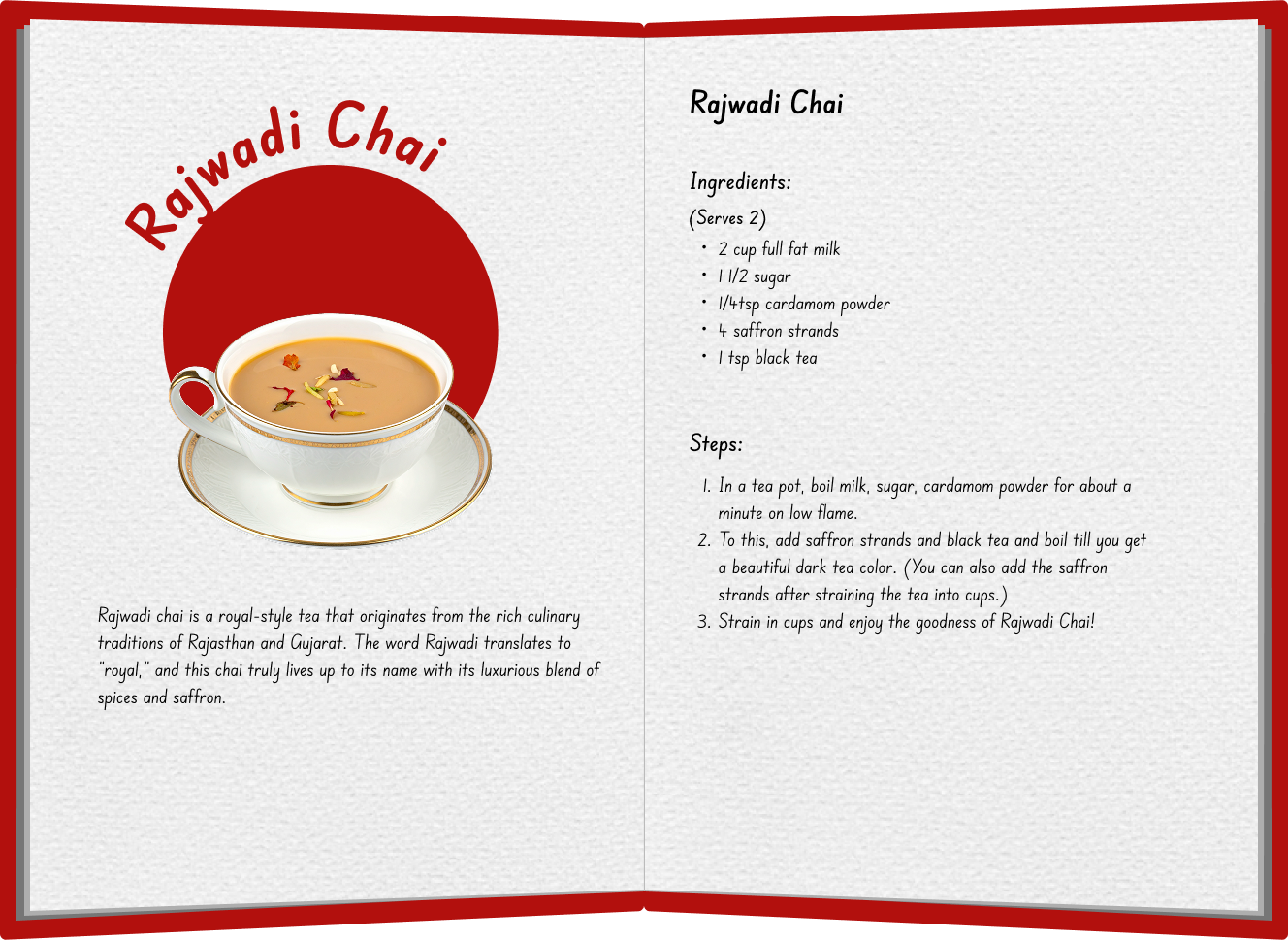 Rajwadi Chai recipe spread