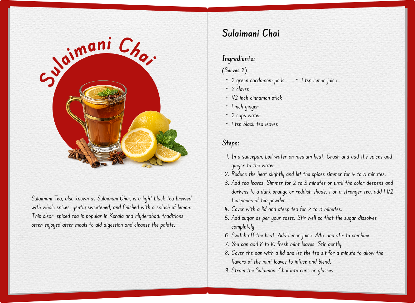 Sulaimani Chai recipe spread
