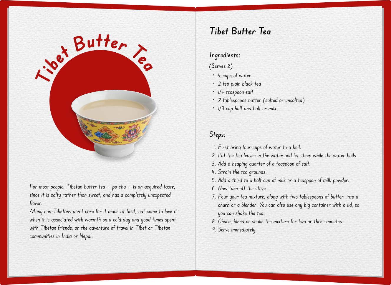 Tibet Butter Tea recipe spread